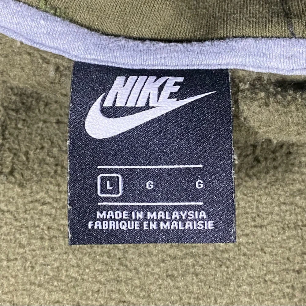 Nike Jacket Men’s Large Olive Green Hood Spell Out Sleeve Polar Fleece HBR Sport - Picture 10 of 13